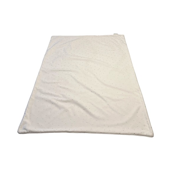 Pottery Barn Kids Other - Pottery Barn Kids Ivory Silver Foil Polka‎ Dot Plush Baby Stroller Blanket 30x40